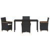 vidaXL Garden Dining Set 5 pcs Black Poly Rattan