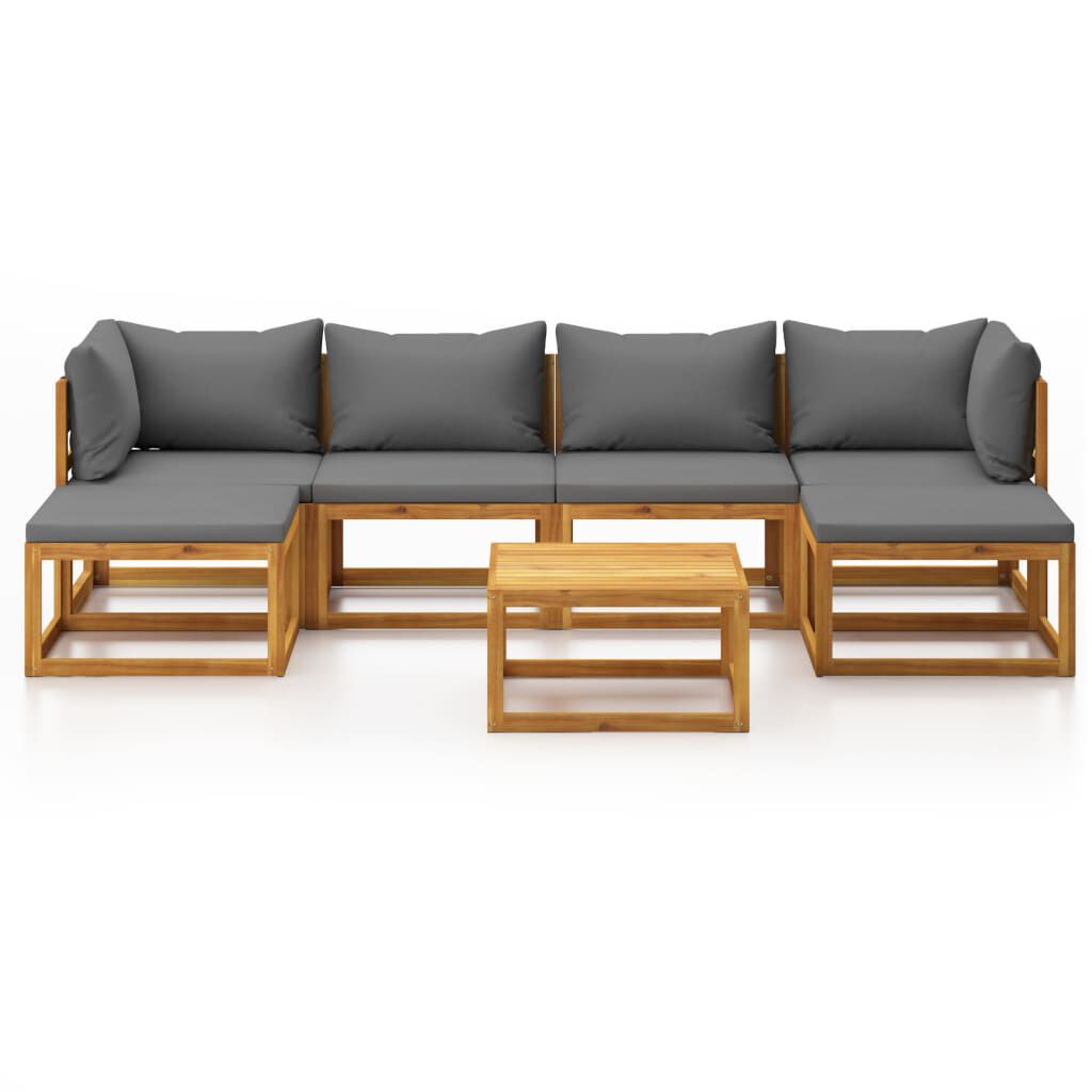 vidaXL 7 Piece Garden Lounge Set with Cushion Solid Acacia Wood