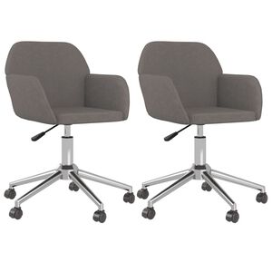 vidaXL Swivel Dining Chairs 2 pcs Dark Grey Fabric