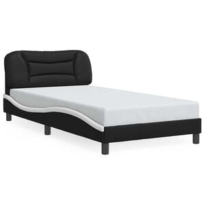 vidaXL Bed Frame without Mattress "Hvar" Black and White 100x190 cm Faux Leather