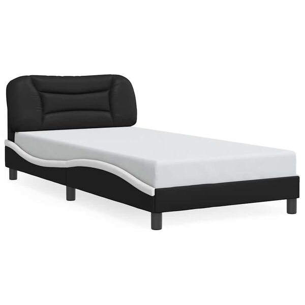 vidaXL Bed Frame without Mattress "Hvar" Black and White 100x190 cm Faux Leather