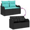 vidaXL Garden Sofa Set with Storage 6 pcs Black Poly rattan