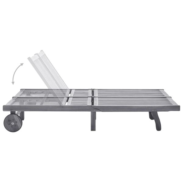 vidaXL 2-Person Garden Sun Lounger with Cushion Grey Solid Acacia Wood