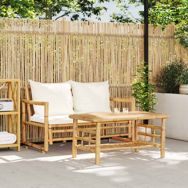 vidaXL 2 Piece Garden Sofa Set with Cushions Bamboo