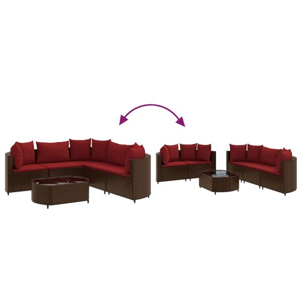 vidaXL 6 Piece Garden Sofa Set with Cushions Brown Poly Rattan