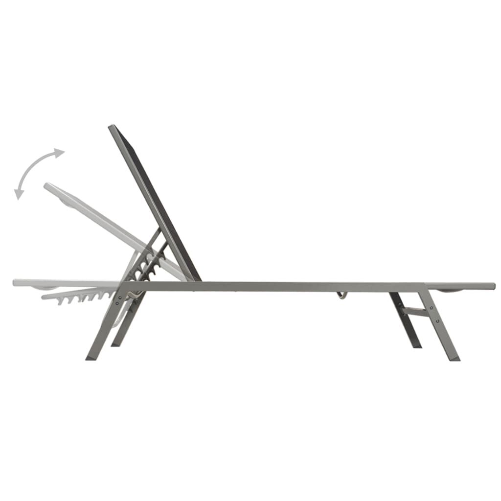 vidaXL Sun Loungers 2 pcs with Table Steel and Textilene Black