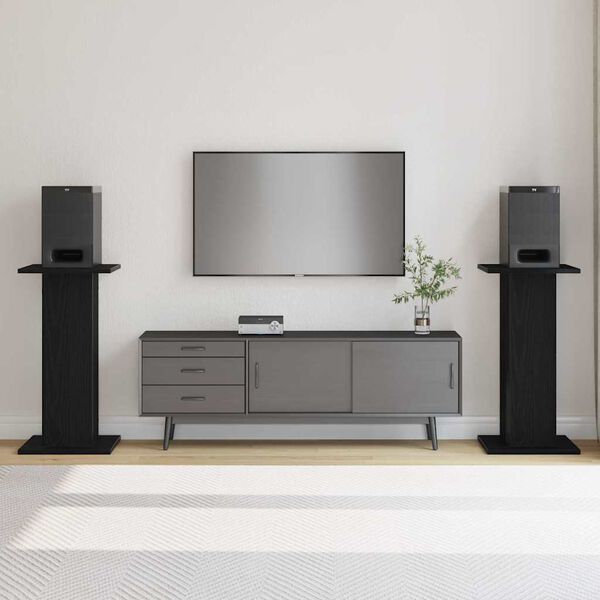 vidaXL Speaker Stands 2 pcs Black Oak 30 x 30 x 60 cm Engineered Wood