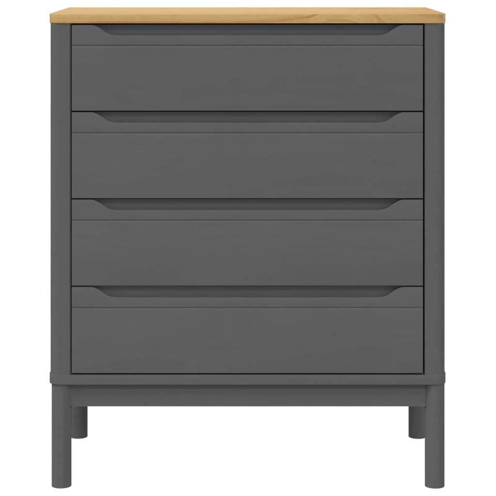 vidaXL Chest of Drawers FLORO Grey cm Solid Wood Pine