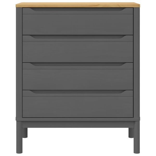 vidaXL Chest of Drawers FLORO Grey cm Solid Wood Pine