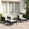 vidaXL 5 Piece Garden Lounge Set with Cushions Black Poly Rattan