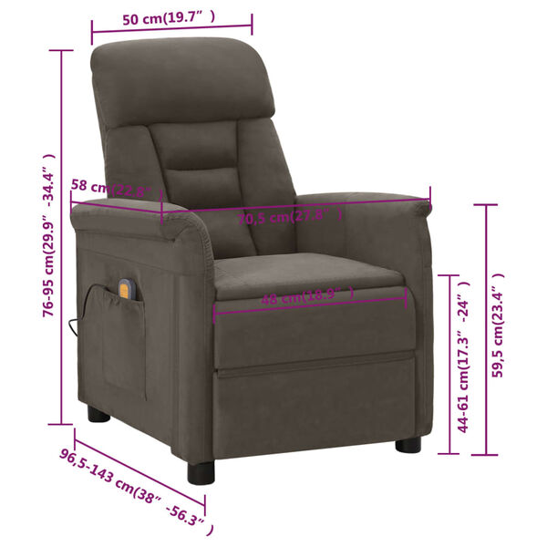 vidaXL Electric Massage Chair Dark Grey Faux Suede Leather