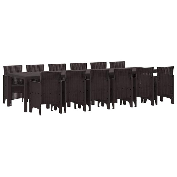 vidaXL Garden Dining Set 13 pcs Brown Polt rattan