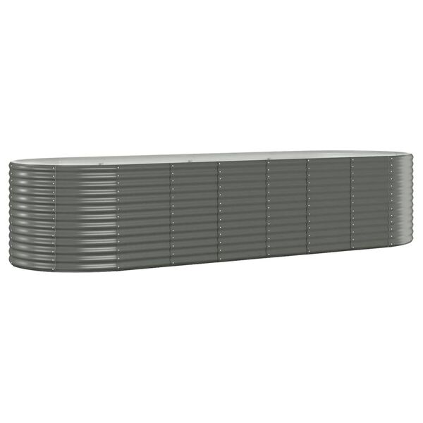 vidaXL Garden Raised Bed Powder-coated Steel 322x100x68 cm Grey