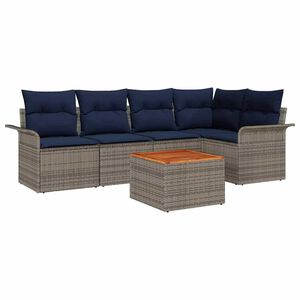 vidaXL Garden Sofa Set 6 pcs Grey Poly rattan