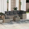 vidaXL 7 Piece Garden Sofa Set with Cushions Grey Poly Rattan