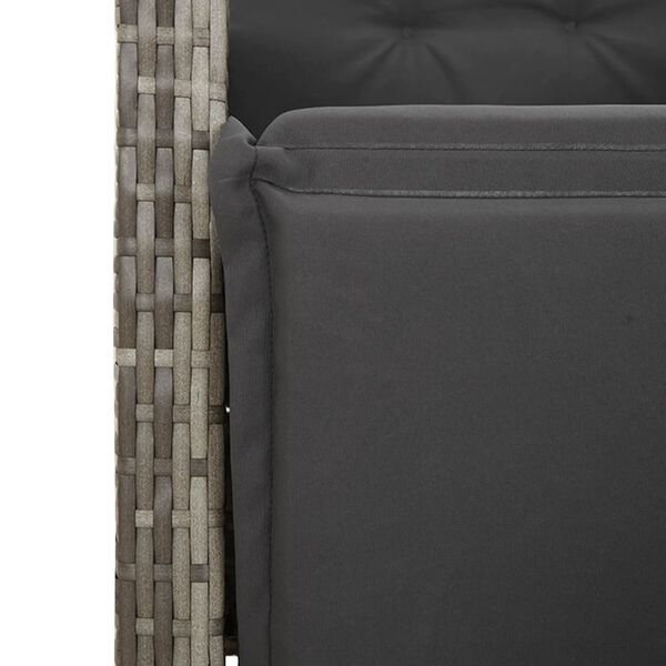 vidaXL 3 Piece Garden Dining Set with Cushions Grey Poly Rattan