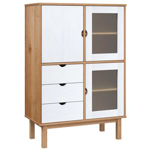 vidaXL Highboard OTTA Brown and White 85x43x125 cm Solid Wood Pine