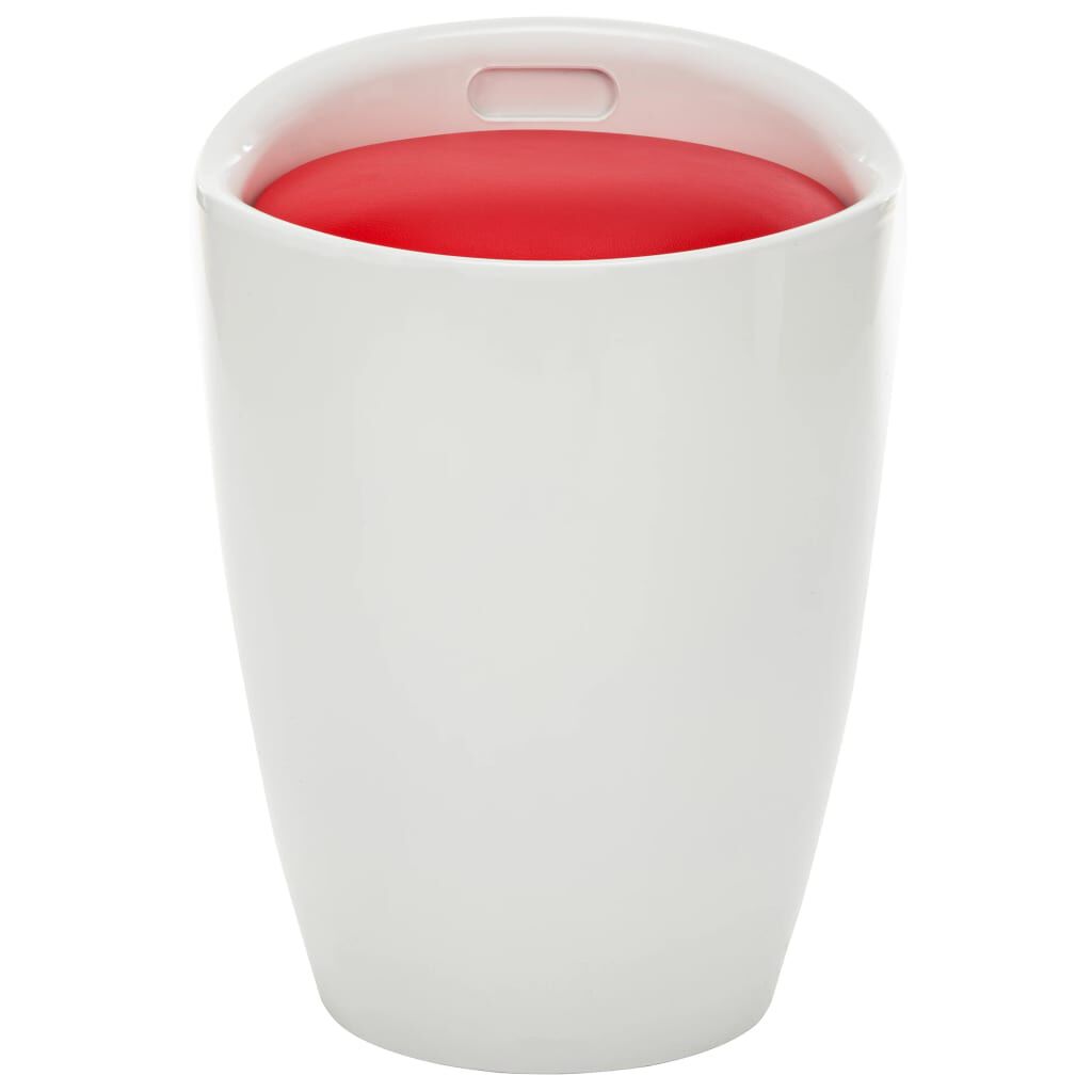 vidaXL Storage Stool White and Red Faux Leather