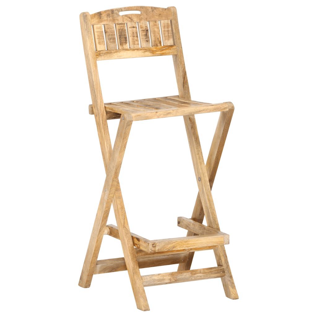 vidaXL Folding Outdoor Bar Chairs 2 pcs Solid Mango Wood