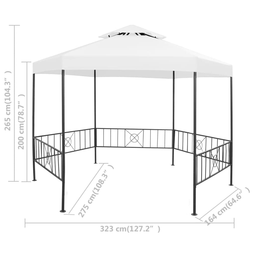 vidaXL Garden Gazebo 323x275x265 cm White 180 g/m²