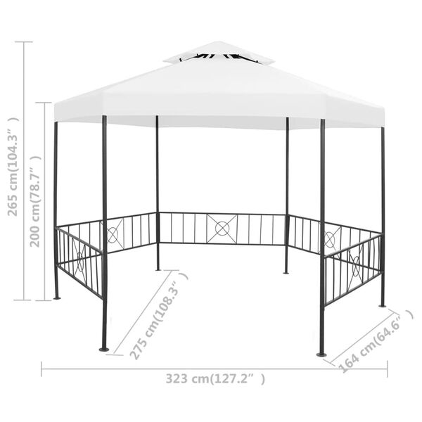vidaXL Garden Gazebo 323x275x265 cm White 180 g/m²