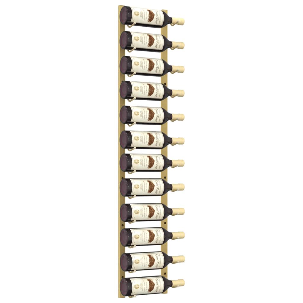 vidaXL Wall Mounted Wine Rack for 12 Bottles Gold Iron