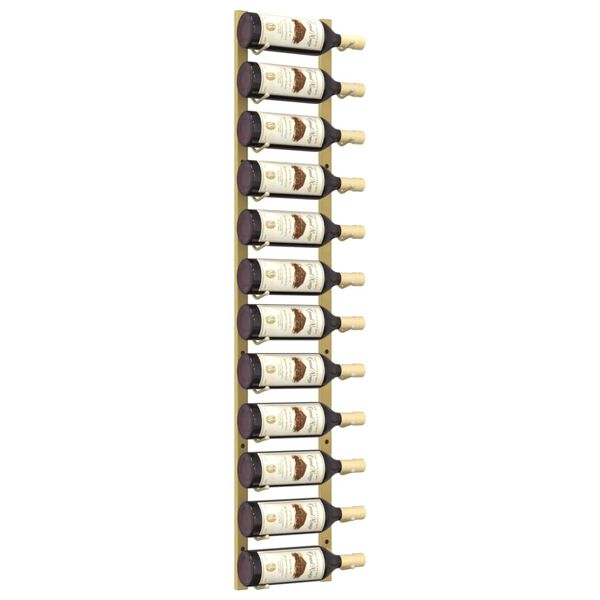 vidaXL Wall Mounted Wine Rack for 12 Bottles Gold Iron