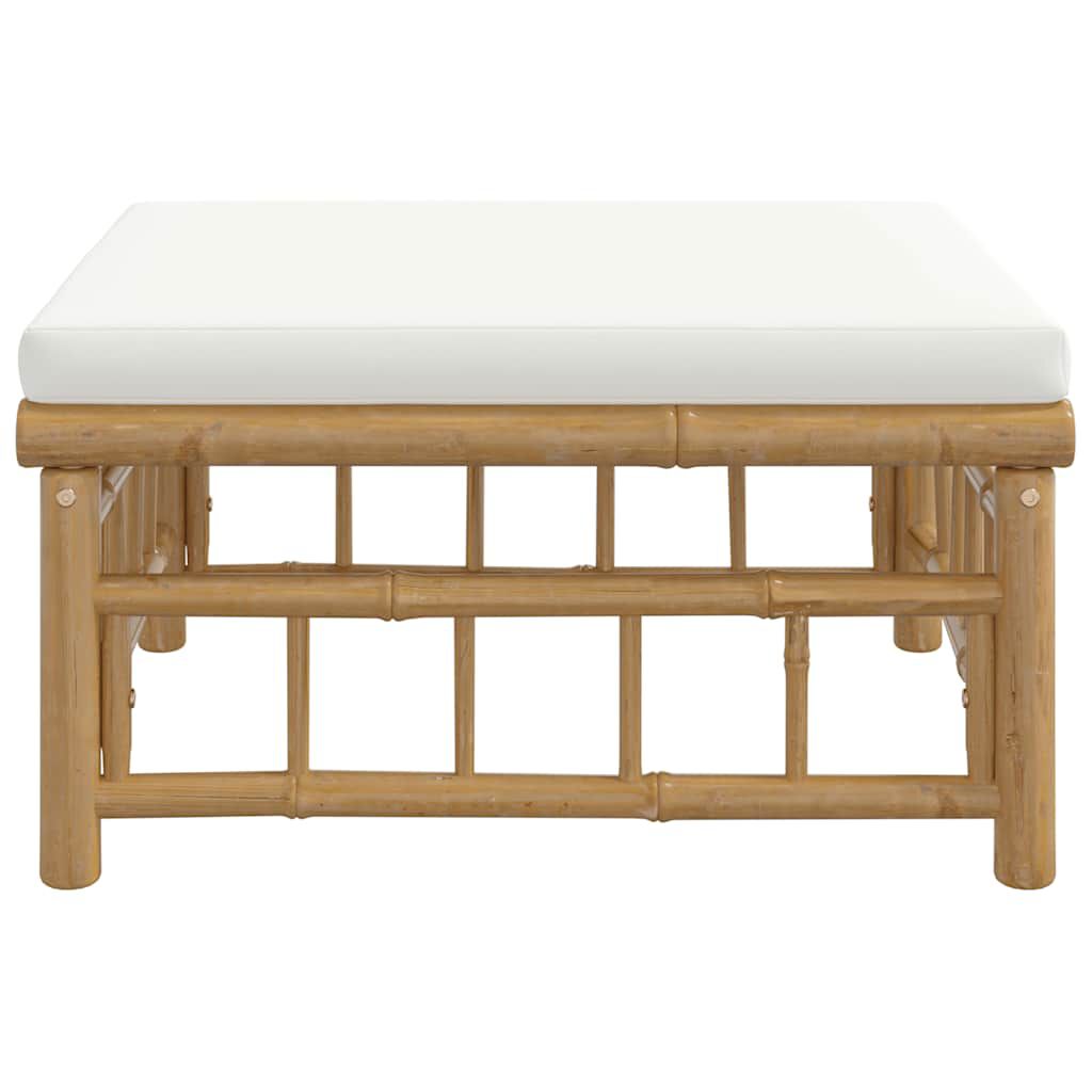 vidaXL Garden Footstool with Cream White Cushion Bamboo