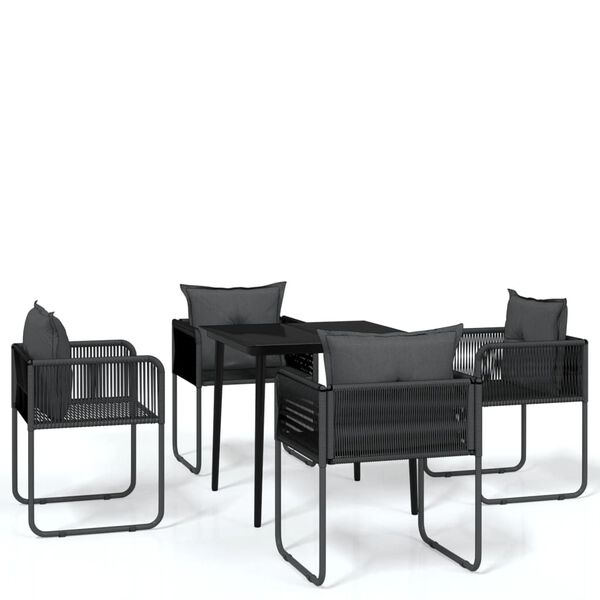 vidaXL 5 Piece Garden Dining Set Black