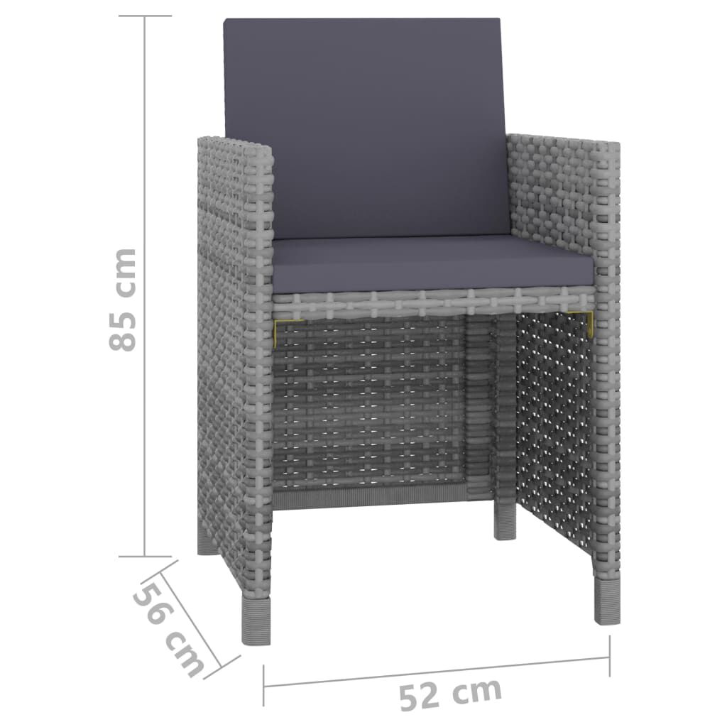 vidaXL 11 Piece Outdoor Dining Set with Cushions Poly Rattan Grey