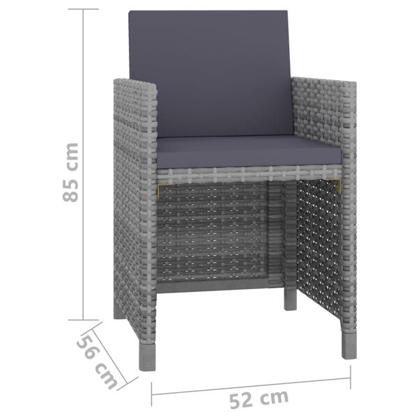 vidaXL 11 Piece Outdoor Dining Set with Cushions Poly Rattan Grey