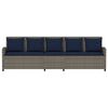 vidaXL Garden Sofa 5-Seater with Cushions Grey Poly Rattan