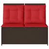 vidaXL Reclining Garden Bench with Cushions Brown Poly Rattan