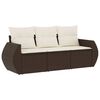vidaXL 3 Piece Garden Sofa Set with Cushions Brown Poly Rattan
