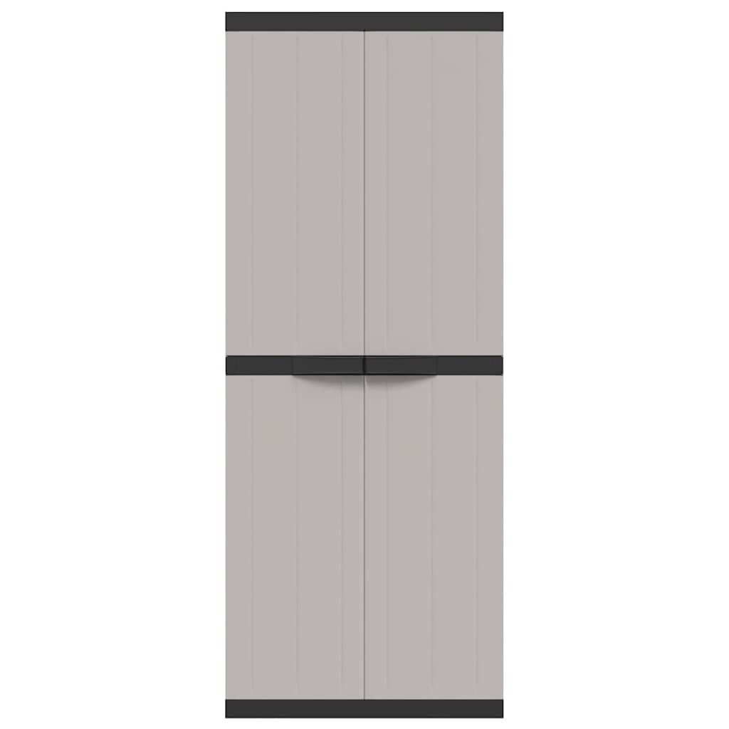 vidaXL Outdoor Storage Cabinet Grey and Black 65x37x165 cm PP