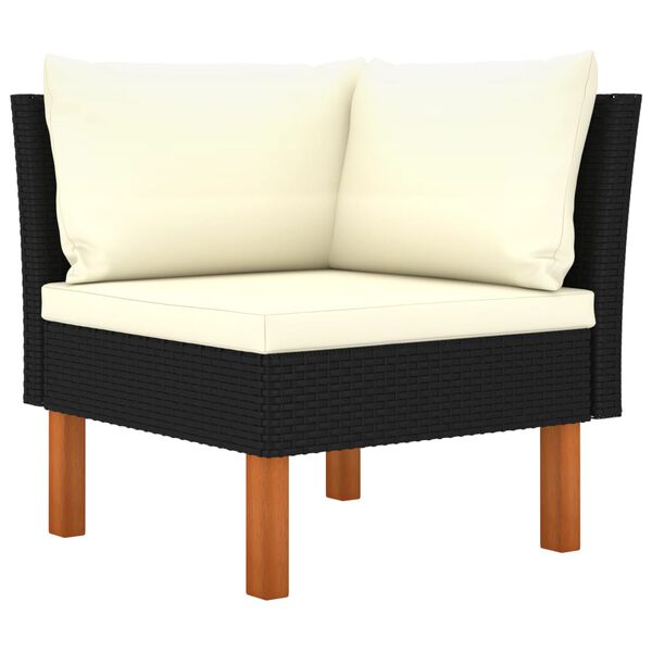 vidaXL 4 Piece Garden Lounge Set with Cushions Poly Rattan Black