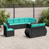vidaXL 8 Piece Garden Sofa Set with Cushions Black Poly Rattan