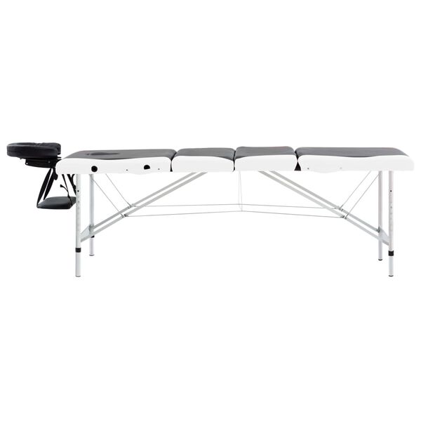 vidaXL 4-Zone Foldable Massage Table Aluminium Black and White