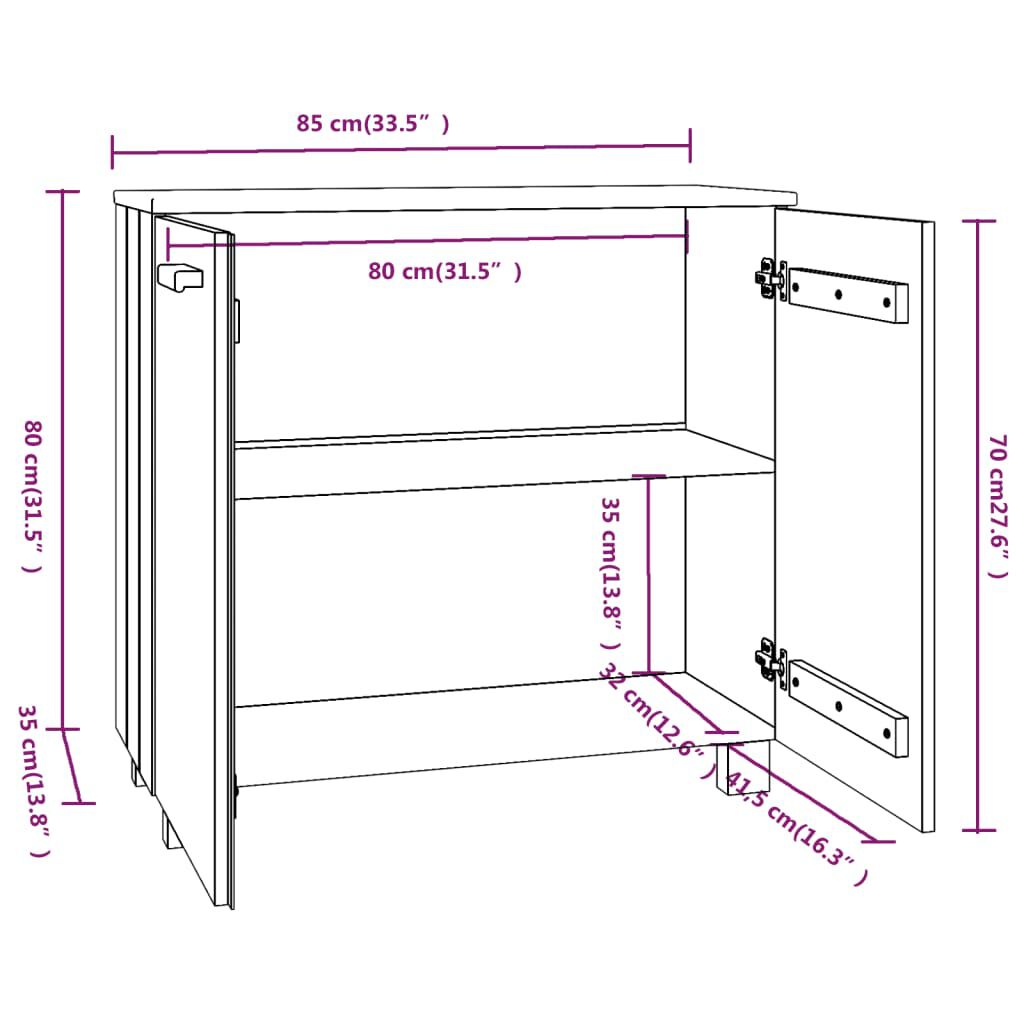 vidaXL Sideboard HAMAR Dark Grey 85x35x80 cm Solid Wood Pine