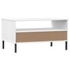 vidaXL Coffee Table with Metal Legs White 85x50x45cm Solid Wood OSLO