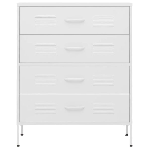 vidaXL Chest of Drawers White 80x35x101.5 cm Steel