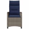vidaXL Reclining Garden Chair with Side Table Grey Poly Rattan
