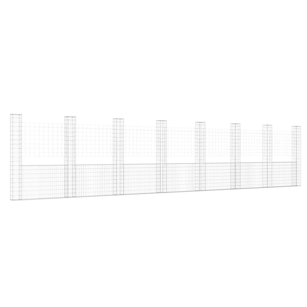vidaXL U-shape Gabion Basket with 8 Posts Iron 860x20x200 cm