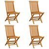vidaXL Garden Chairs with Blue Cushions 4 pcs Solid Teak Wood