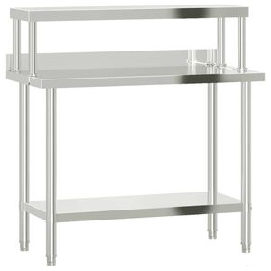 vidaXL Kitchen Work Table with Overshelf 110x55x120 cm Stainless Steel