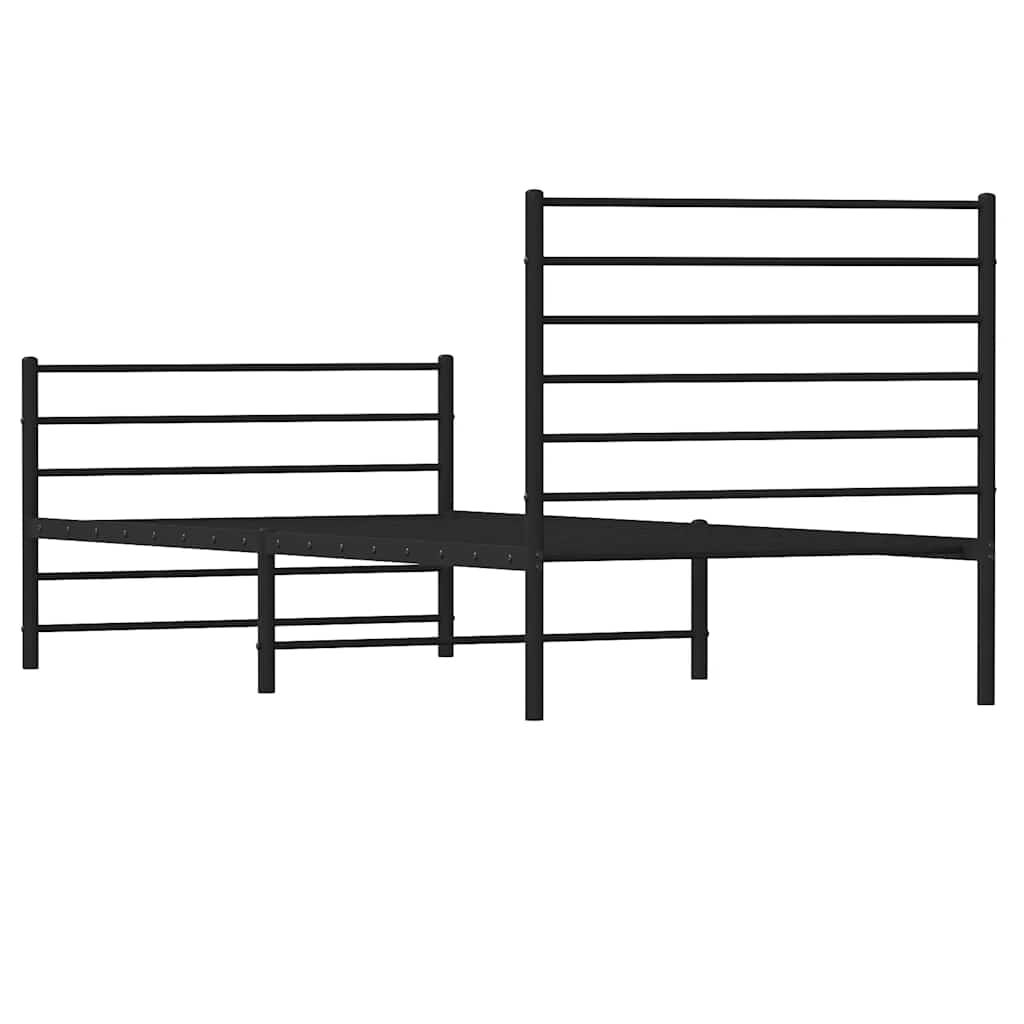vidaXL Metal Bed Frame without Mattress with Footboard Black 100x190cm