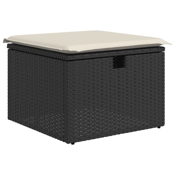 vidaXL 8 Piece Garden Sofa Set with Cushions Black Poly Rattan
