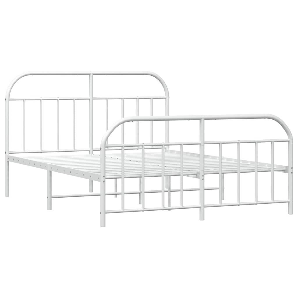 vidaXL Metal Bed Frame without Mattress with Footboard White 150x200cm