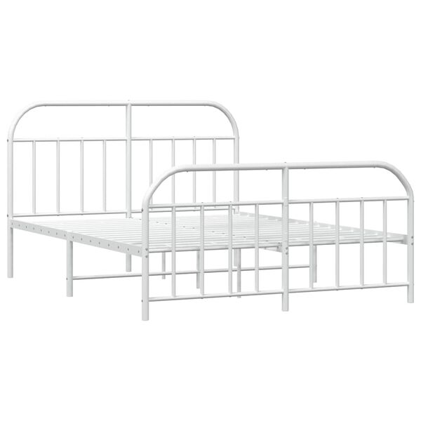 vidaXL Metal Bed Frame without Mattress with Footboard White 150x200cm