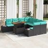 vidaXL Garden Sofa Set with Storage 9 pcs Black Poly rattan